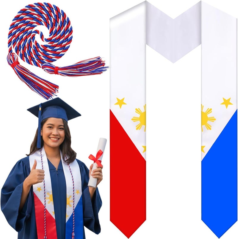 JaGely Country Flag Graduation Stole Sash Honor Cords Class of 2026 First Generation Grad Stole for International Students - Image 1